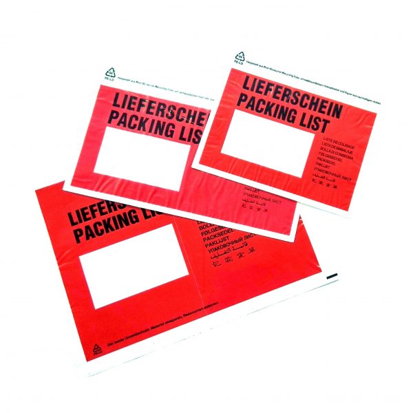 Červená obálka na dokumenty s priehľadným okienkom